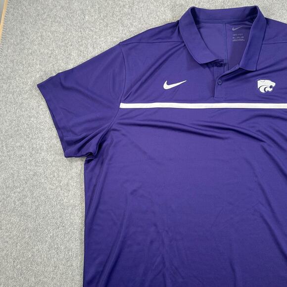 Kansas State Wildcats Nike Dri-Fit Polo Shirt Men's 3XL Purple Short Sleeve - Picture 4 of 8